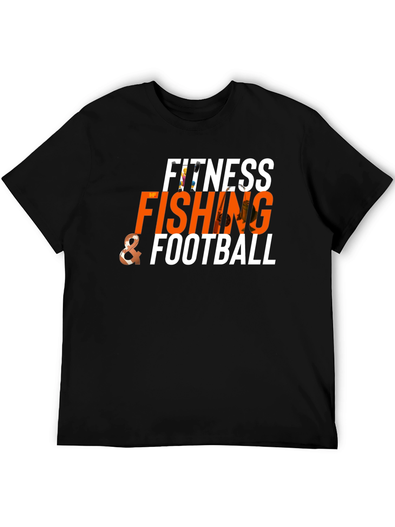 Black Fitness Fishing & Football Graphic Tee view 5