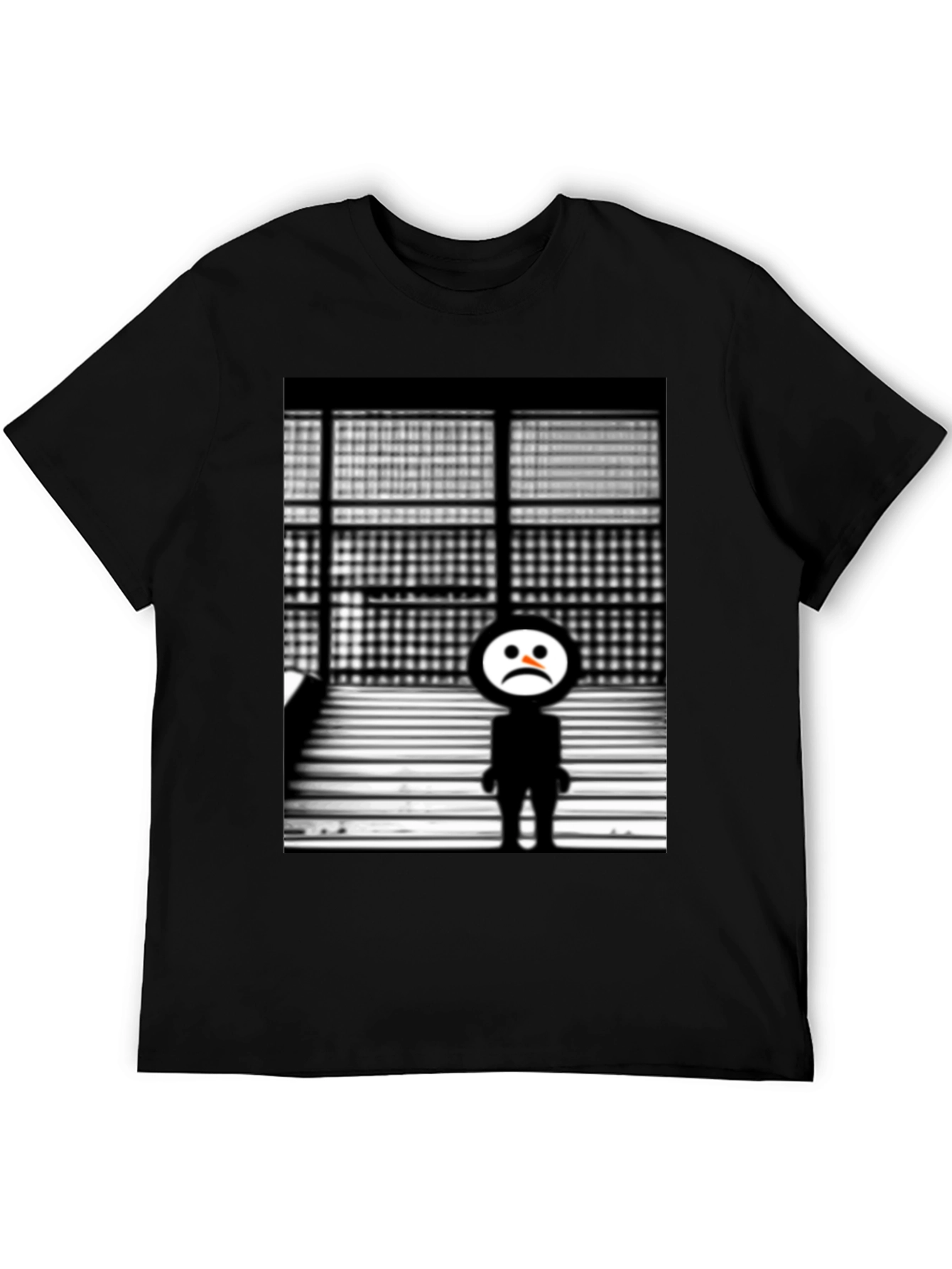 Black Sad Robot Graphic Black T-Shirt view 5