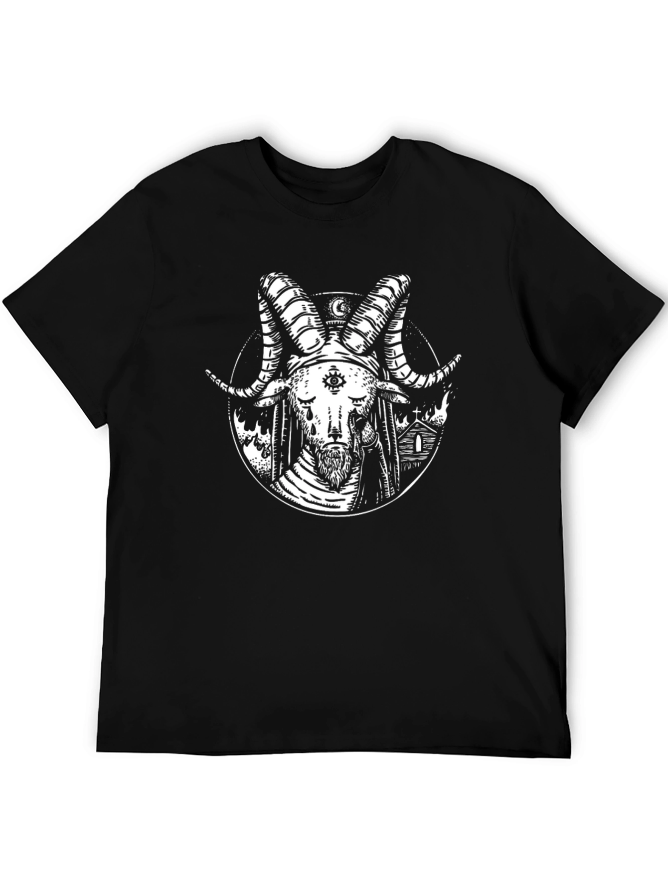 Baphomet Graphic Tee - Occult Satanic Design Black T-Shirt - 5