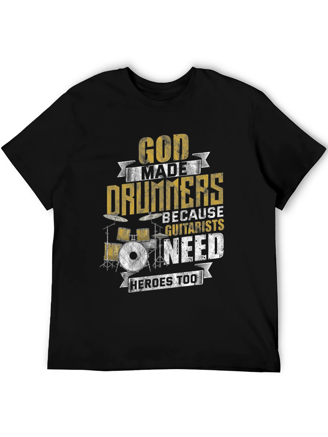 Black God Made Drummers T-Shirt - Musician Humor Tee view 5