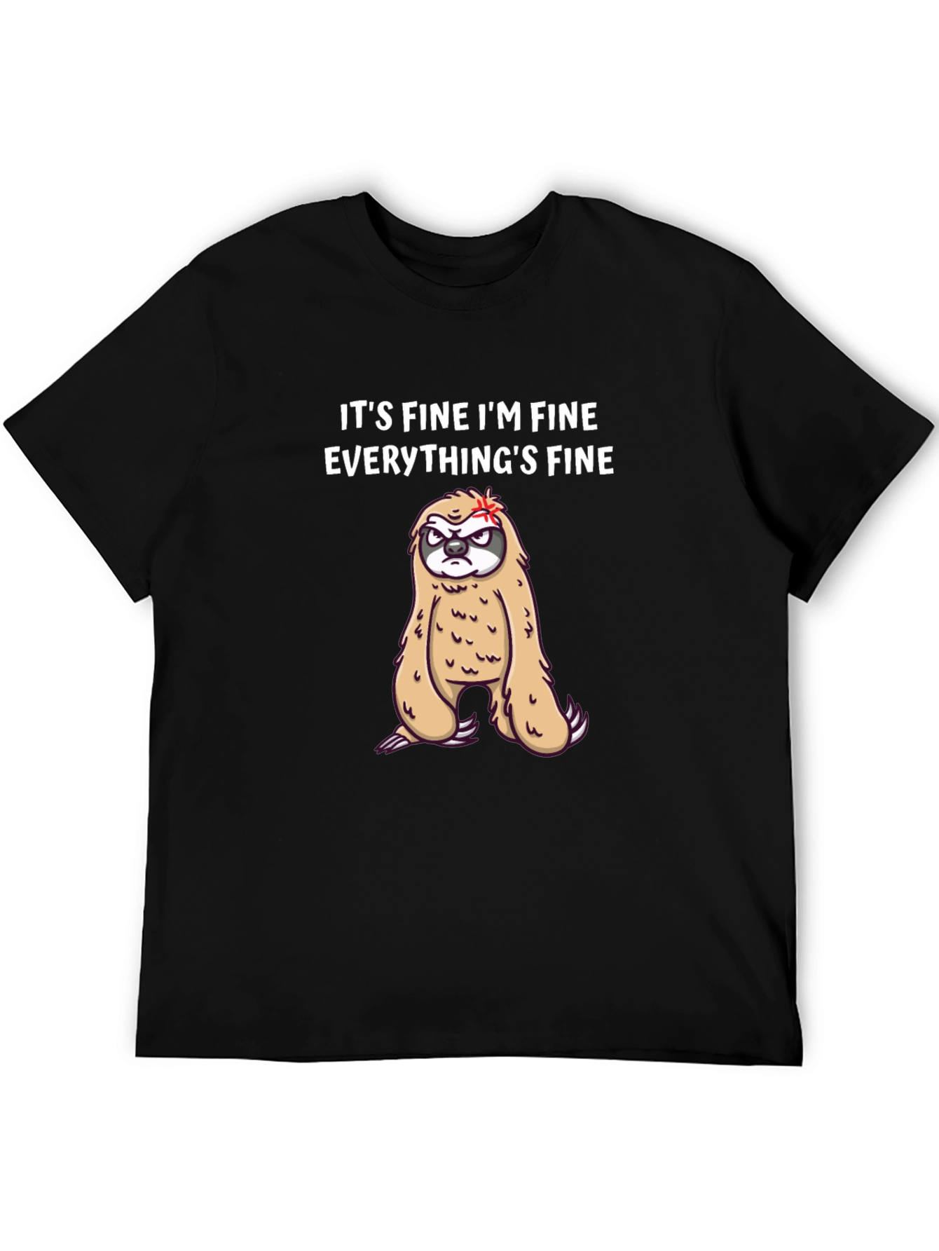 Black It's Fine I'm Fine Sloth Graphic Tee view 5