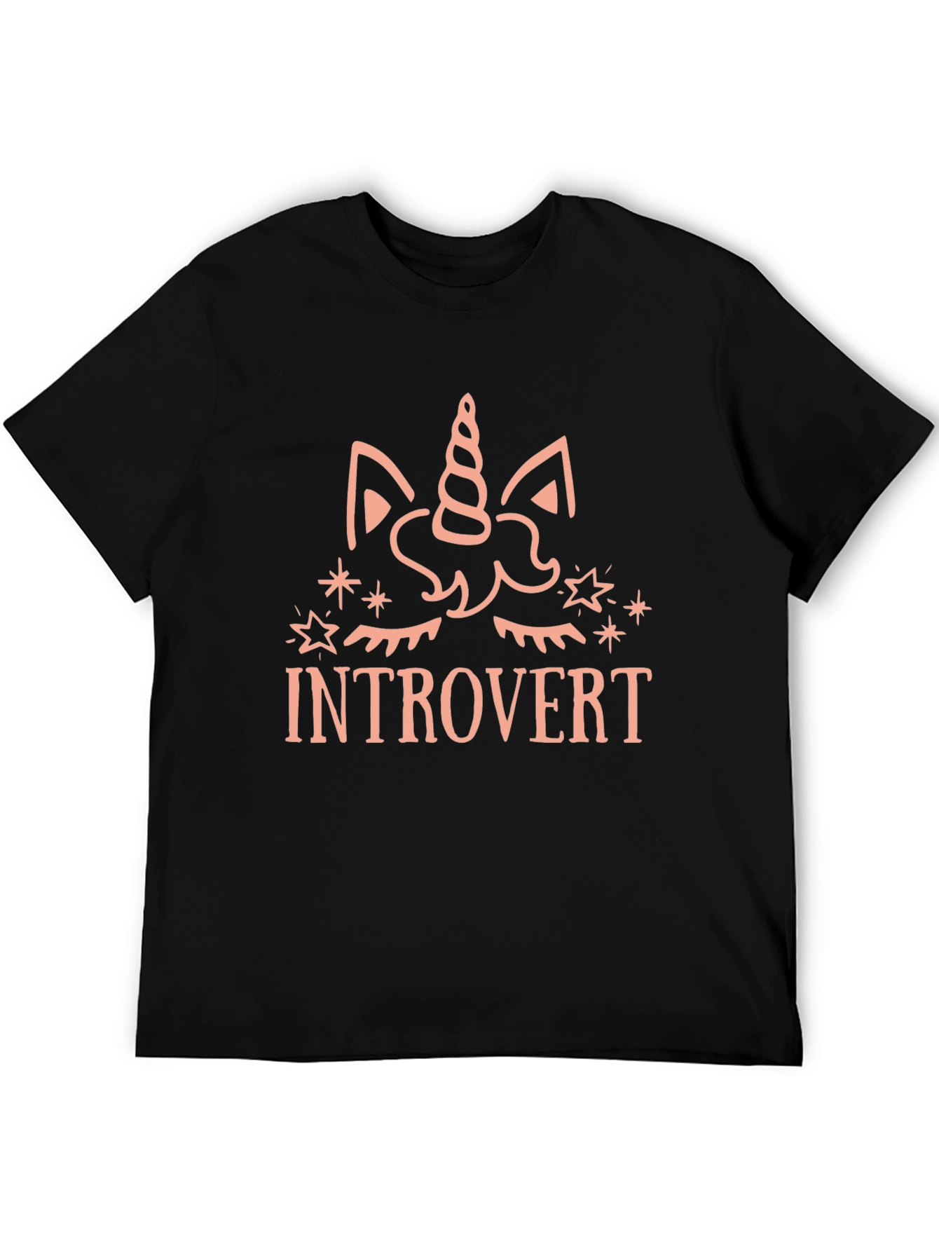 Black Introvert Unicorn Graphic T-Shirt view 5