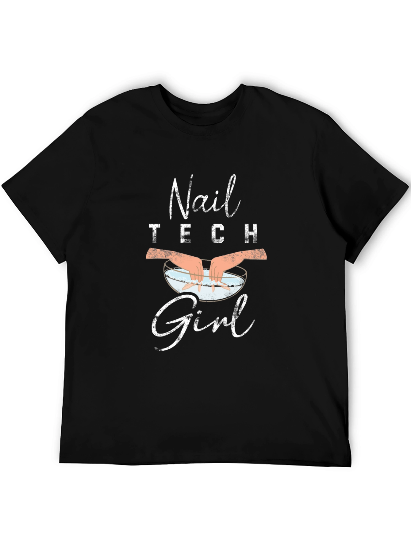 Black Nail Tech Girl Black T-Shirt - Salon Apparel view 5