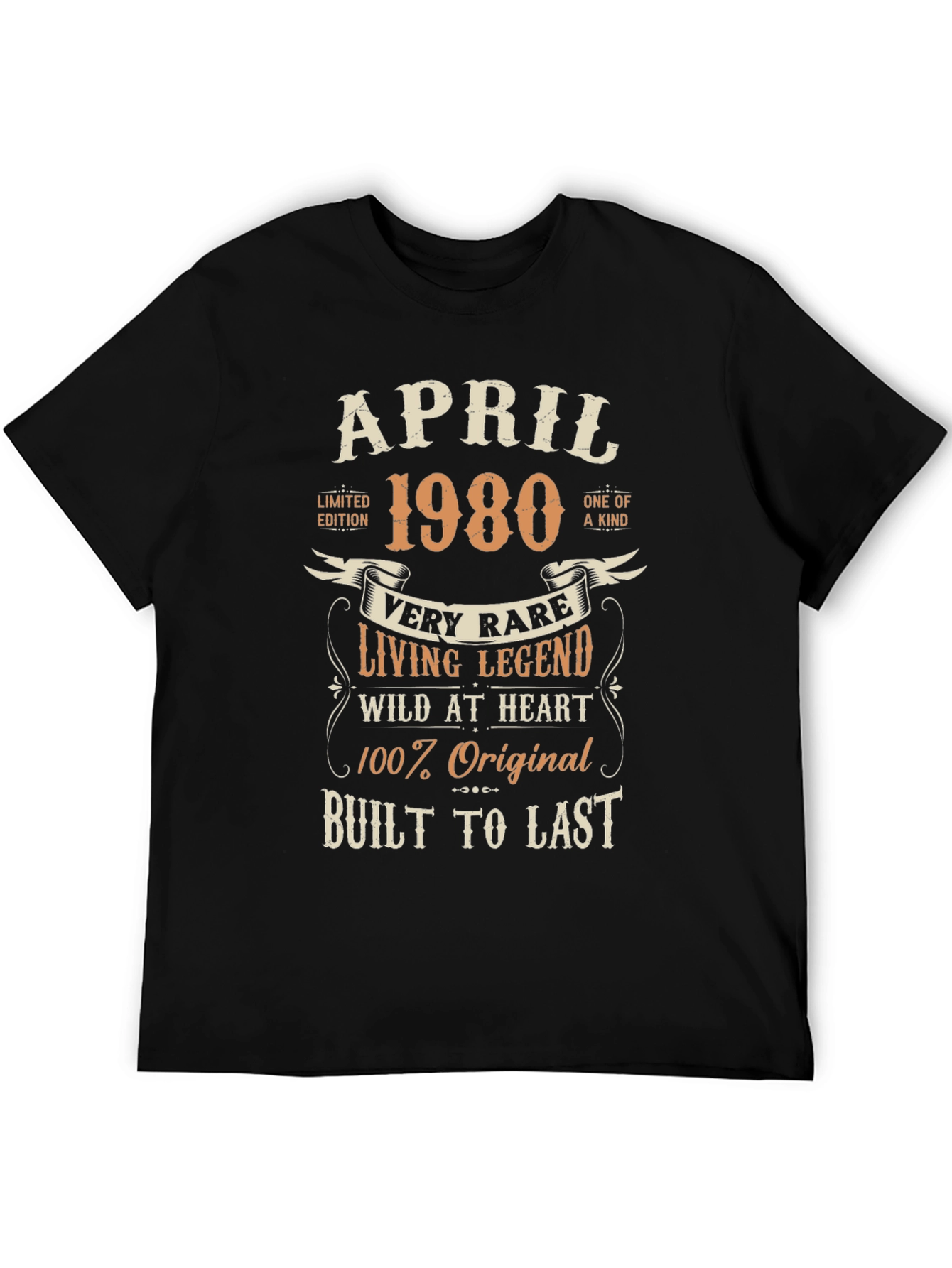Black April 1980 Limited Edition Birthday T-Shirt view 5