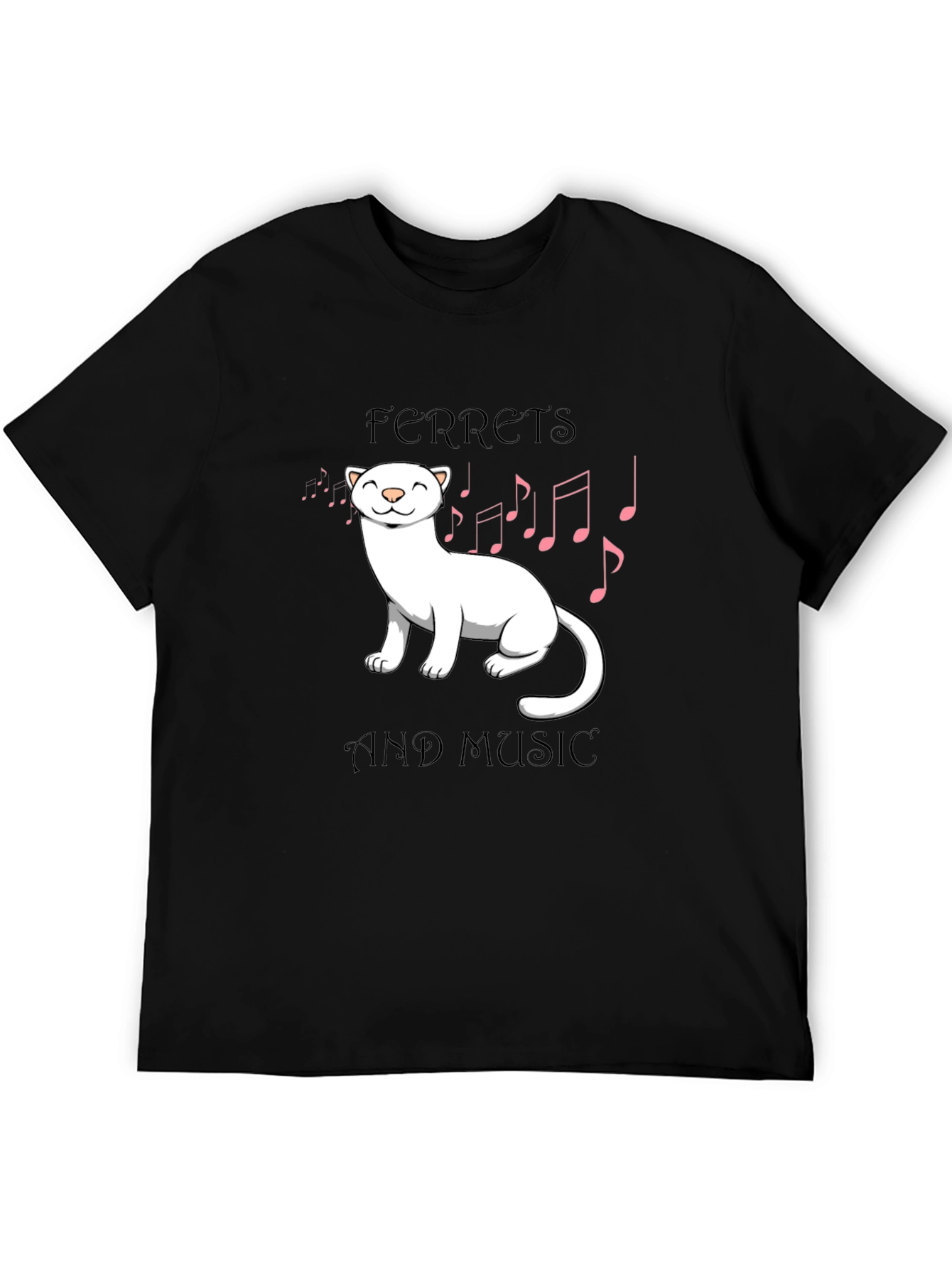 Black Ferret and Music Graphic T-Shirt view 5