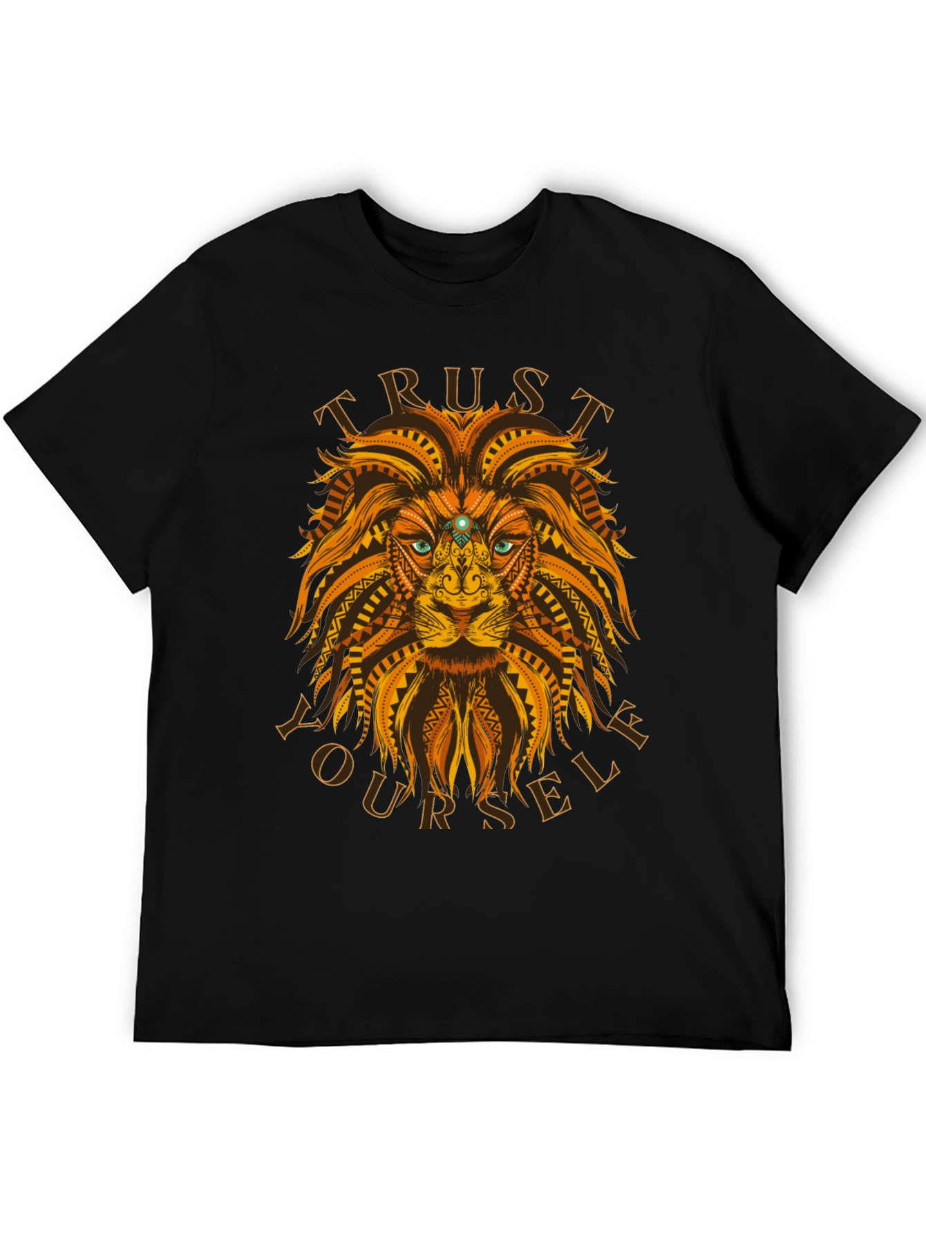 Black Trust Yourself Lion Graphic Tee view 5