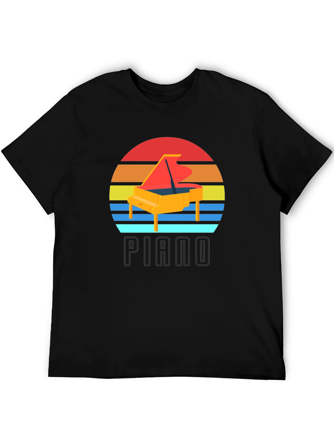 Black Piano Sunset Graphic T-Shirt view 5