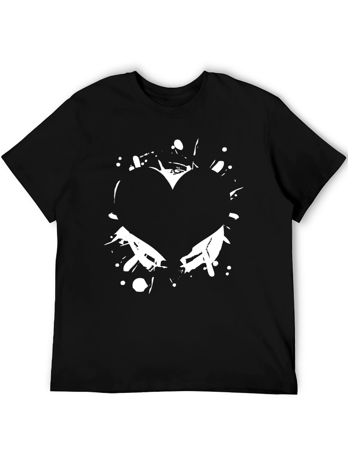 Black Black Graphic Tee - Broken Heart Design view 5