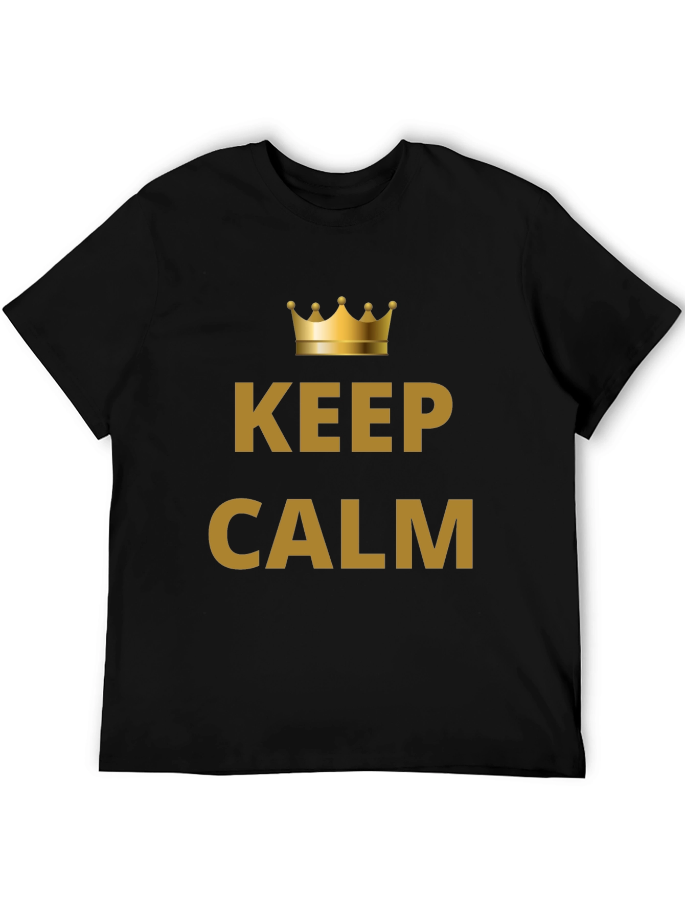 Black Keep Calm Crown Graphic Men's Black T-Shirt view 5