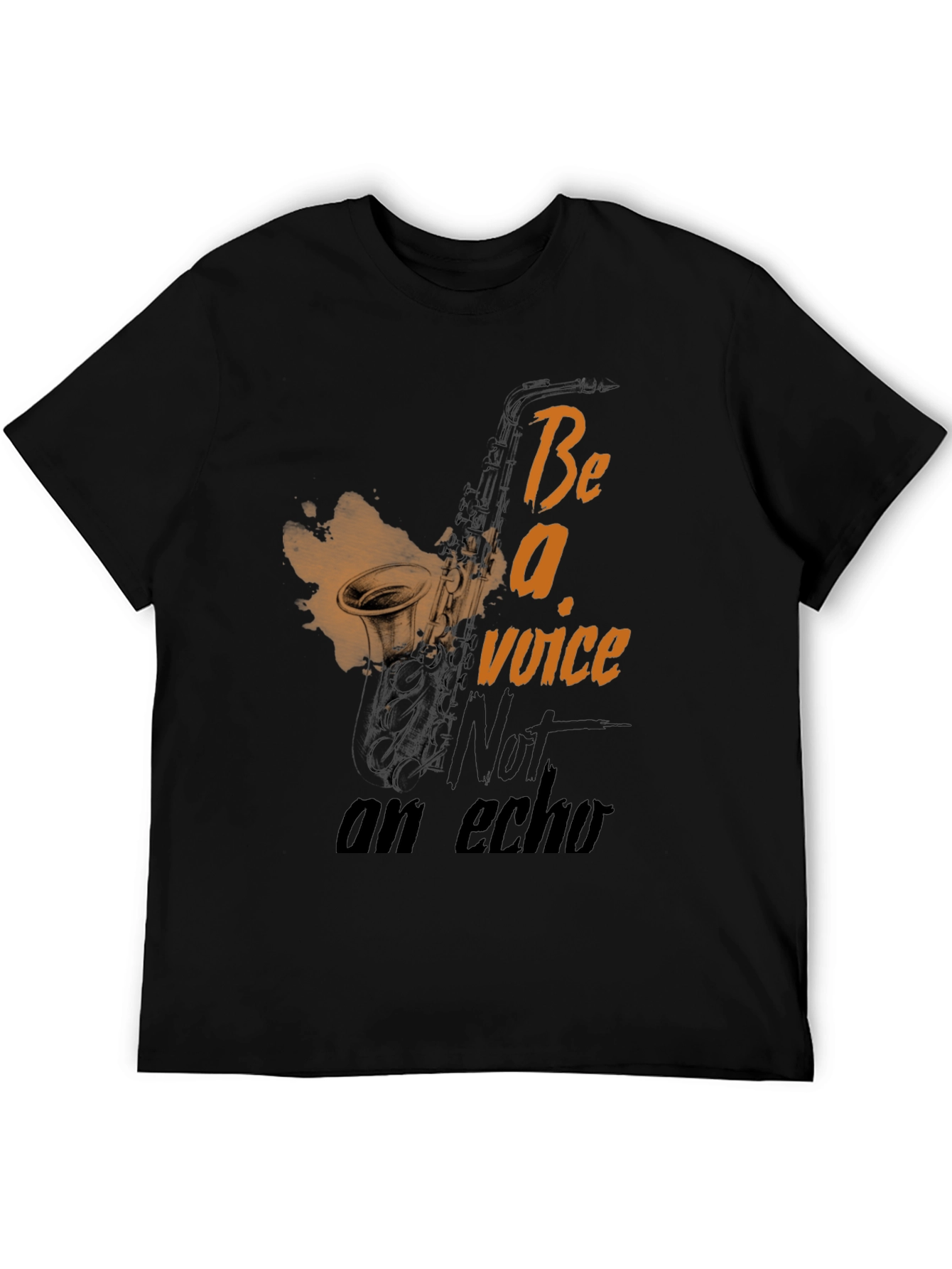 Black Saxophone 'Be a Voice' Graphic T-Shirt view 5
