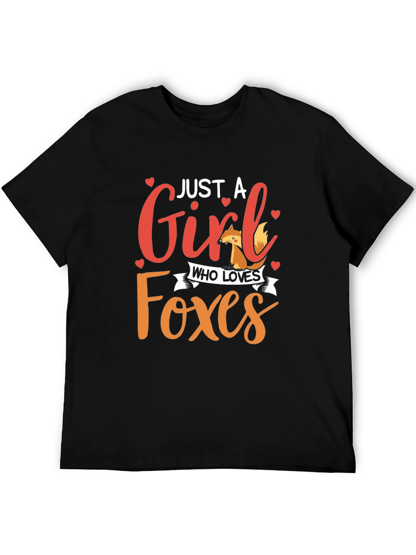 Black Just A Girl Who Loves Foxes Black Graphic Tee view 5