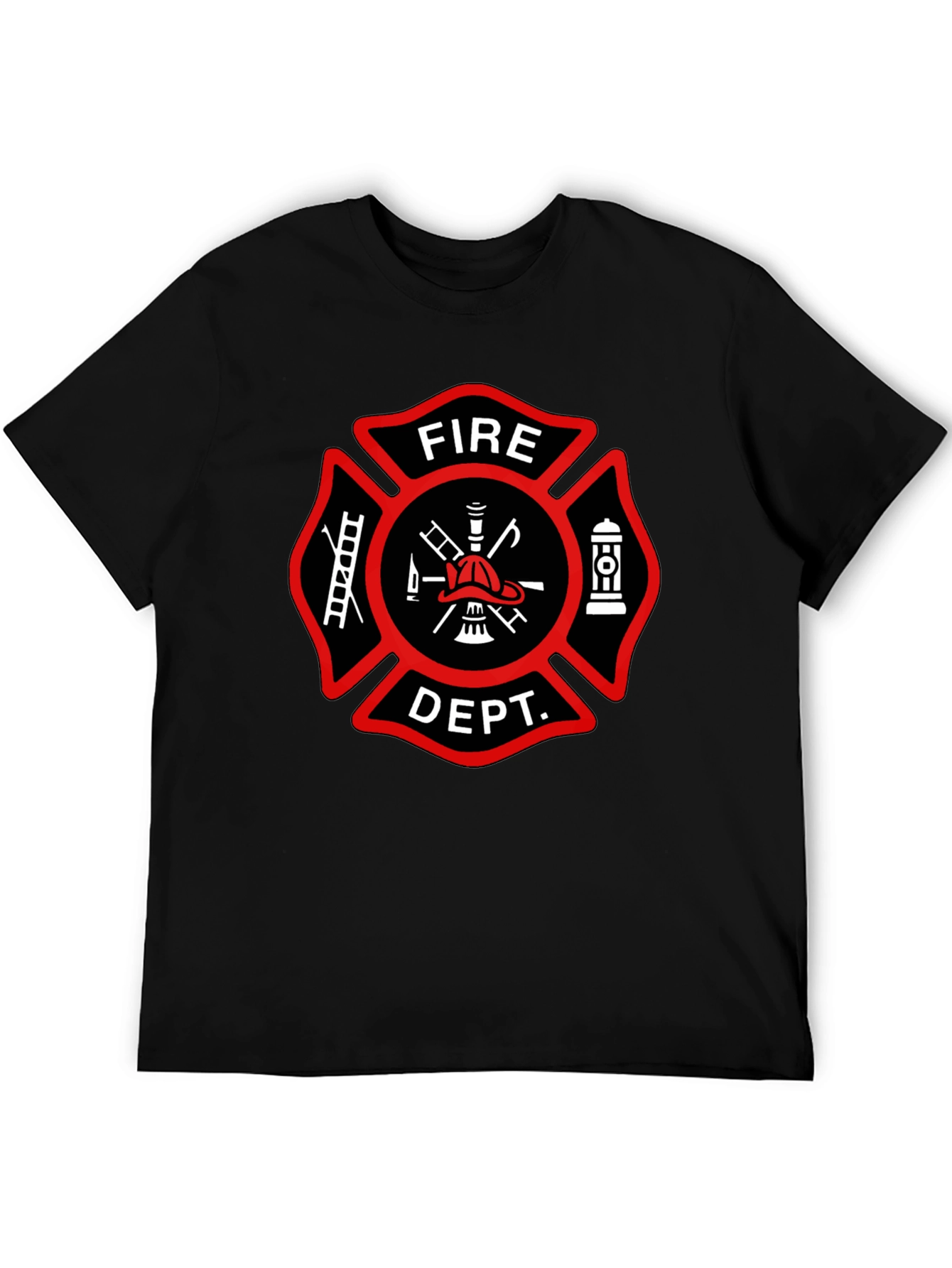 Black Fire Department T-Shirt, Maltese Cross Design view 5