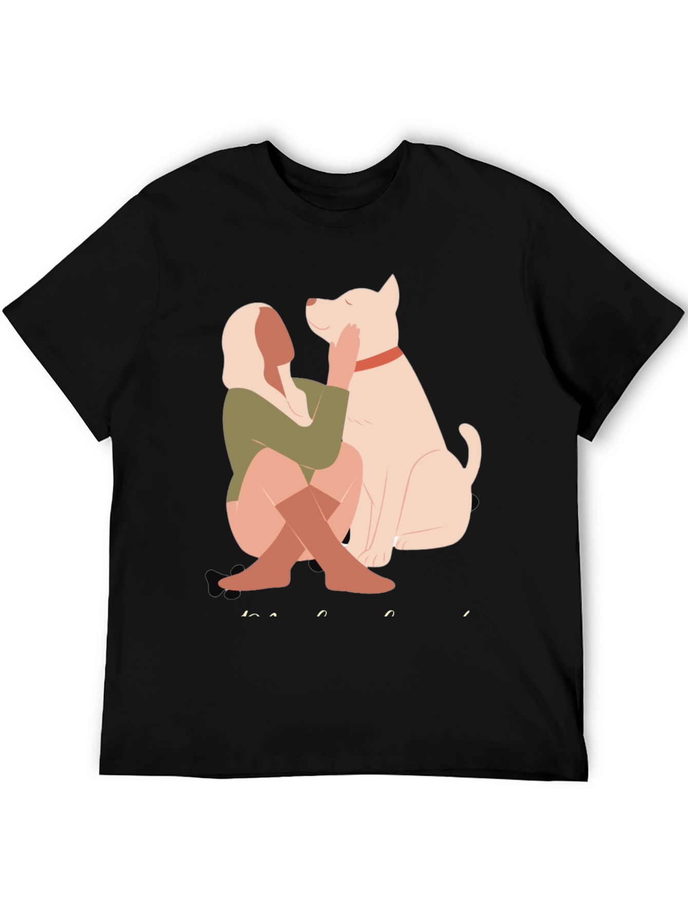 Black Stylish Graphic Tee - Dog & Woman view 5