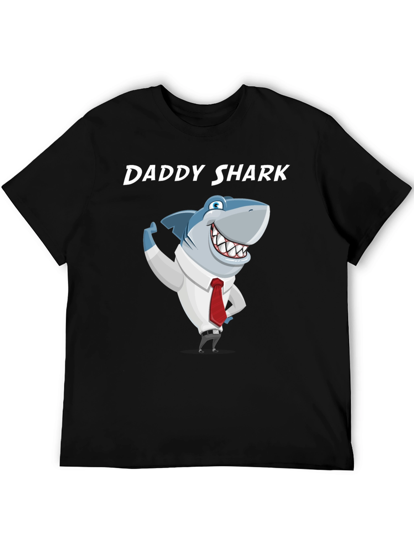 Black Daddy Shark Graphic T-Shirt - Men's Black Tee view 5