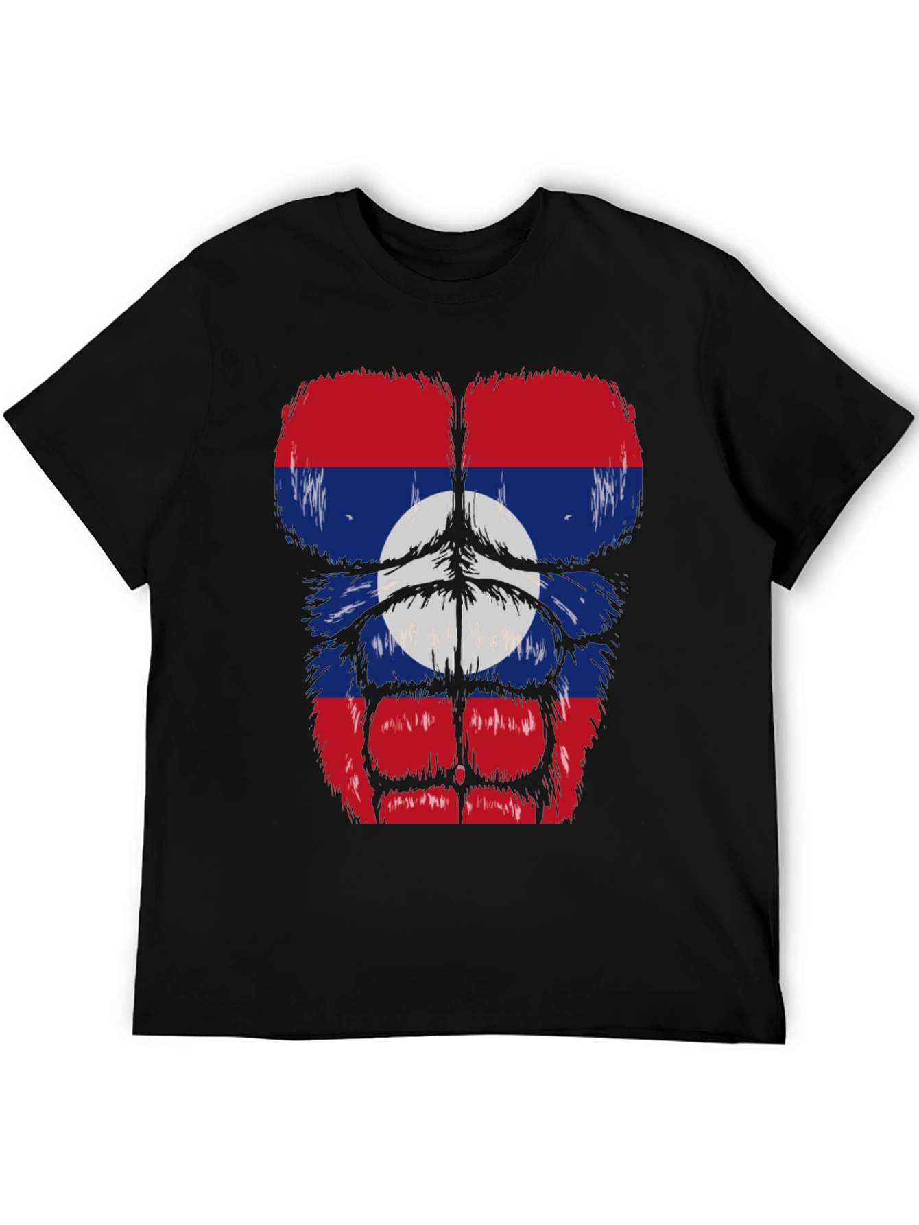 Black Laos Flag Gorilla Bodybuilder T-Shirt view 5