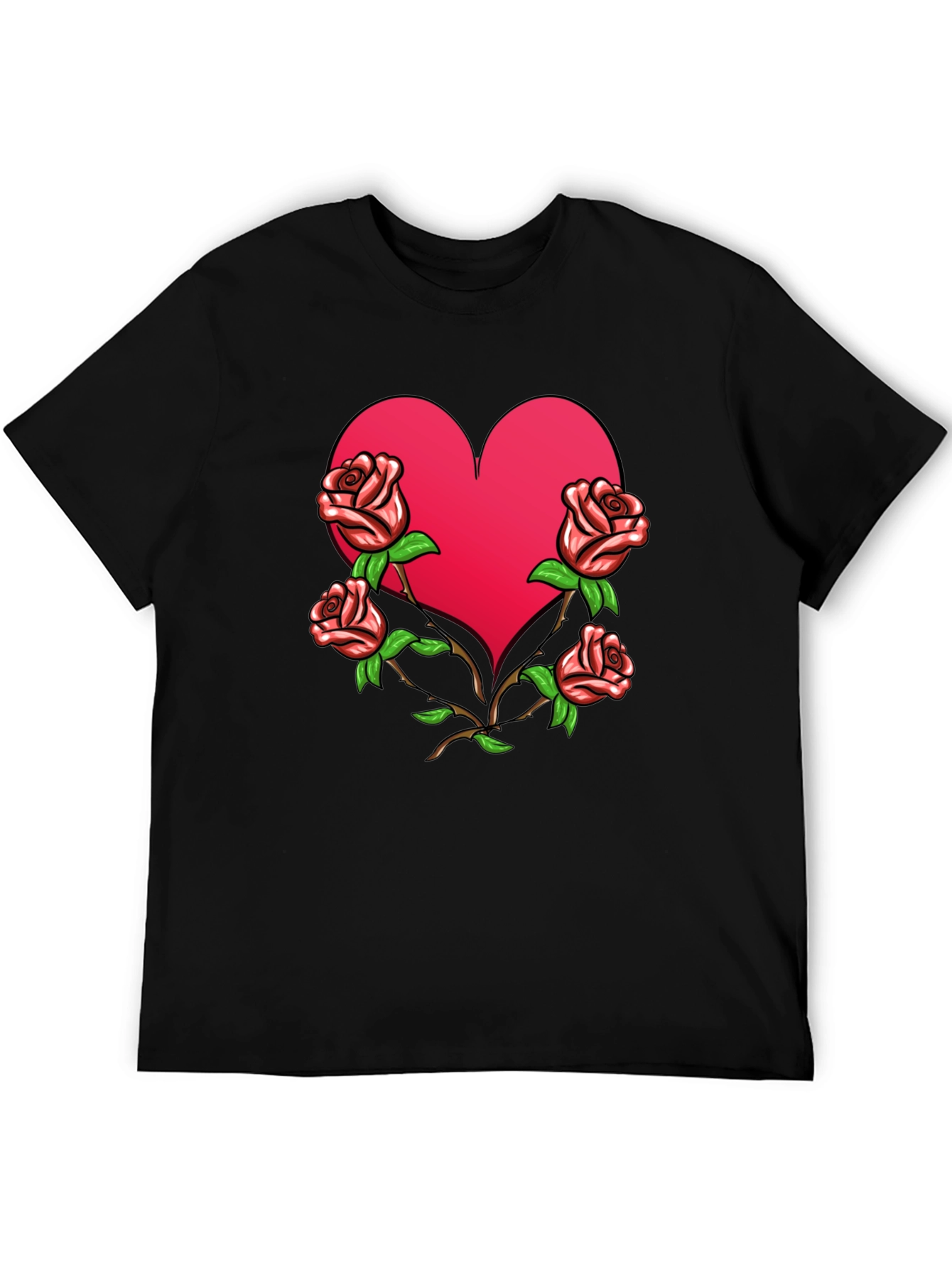 Black Heart & Roses Graphic Tee - Black view 5