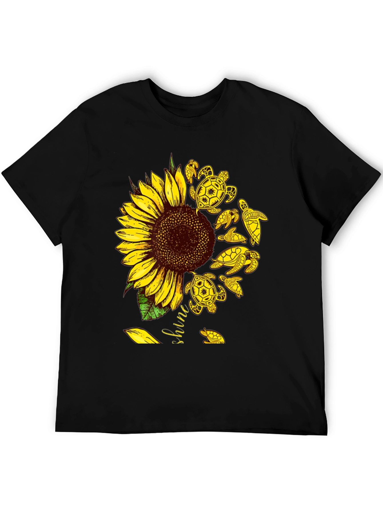 Black Sunflower Turtle Graphic Tee - Unisex view 5