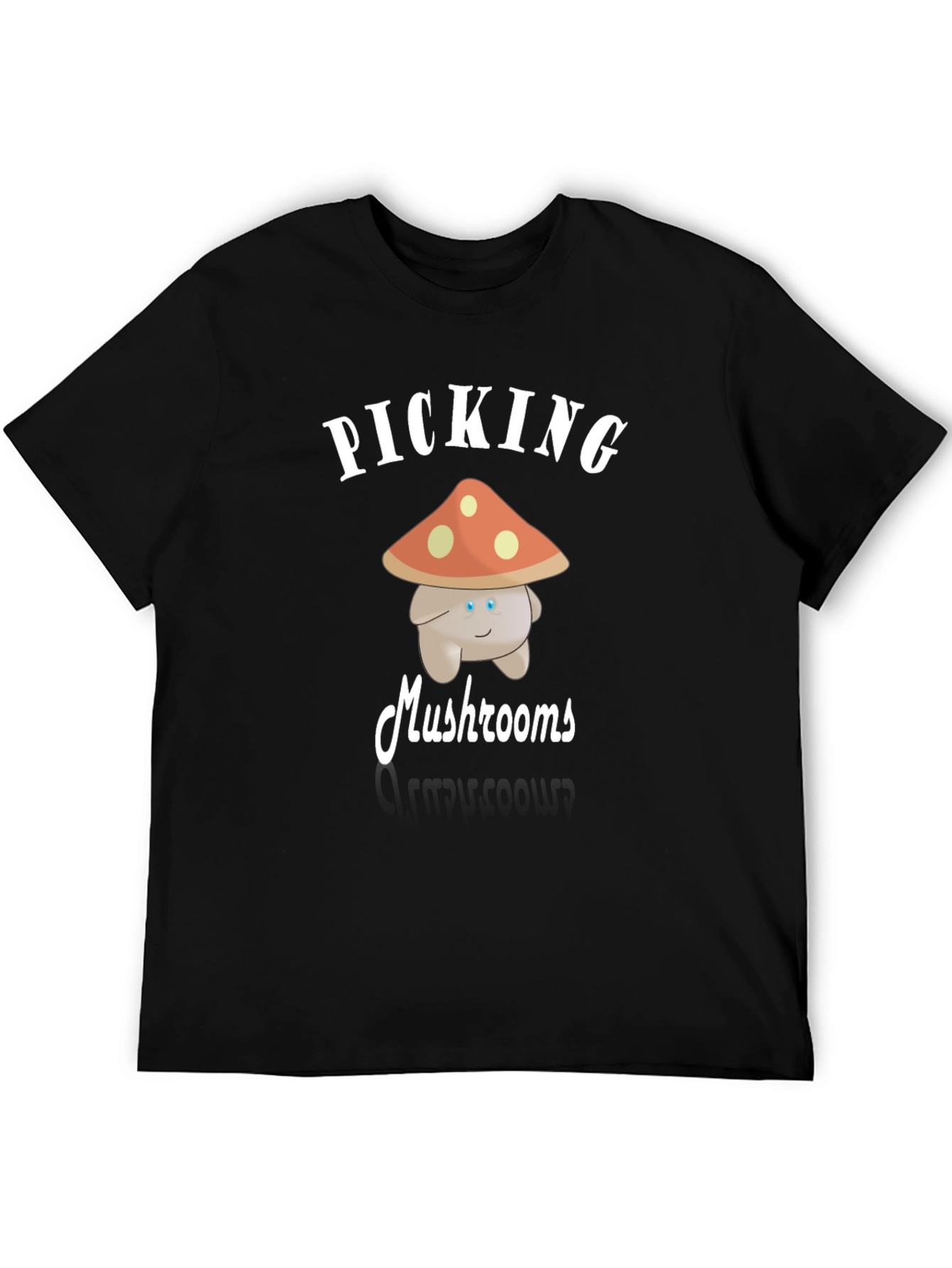 Black Mushroom Picking Graphic Tee view 5