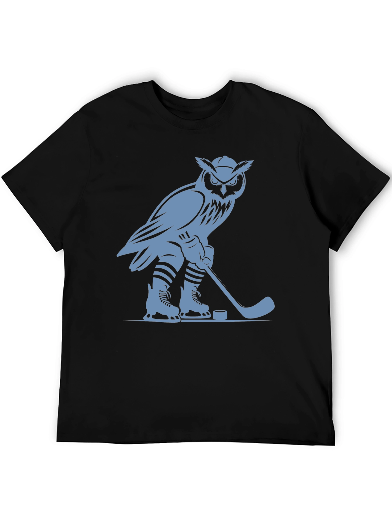 Black Owl Hockey Player Graphic T-Shirt view 5