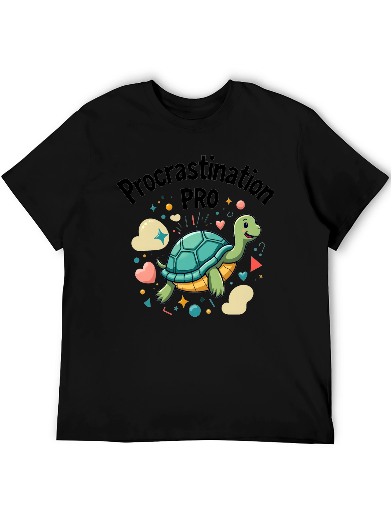 Black Procrastination Pro Turtle Graphic Tee view 5