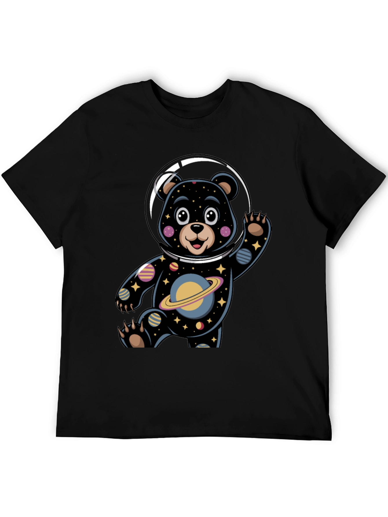 Black Cosmic Bear Astronaut Graphic Tee view 5