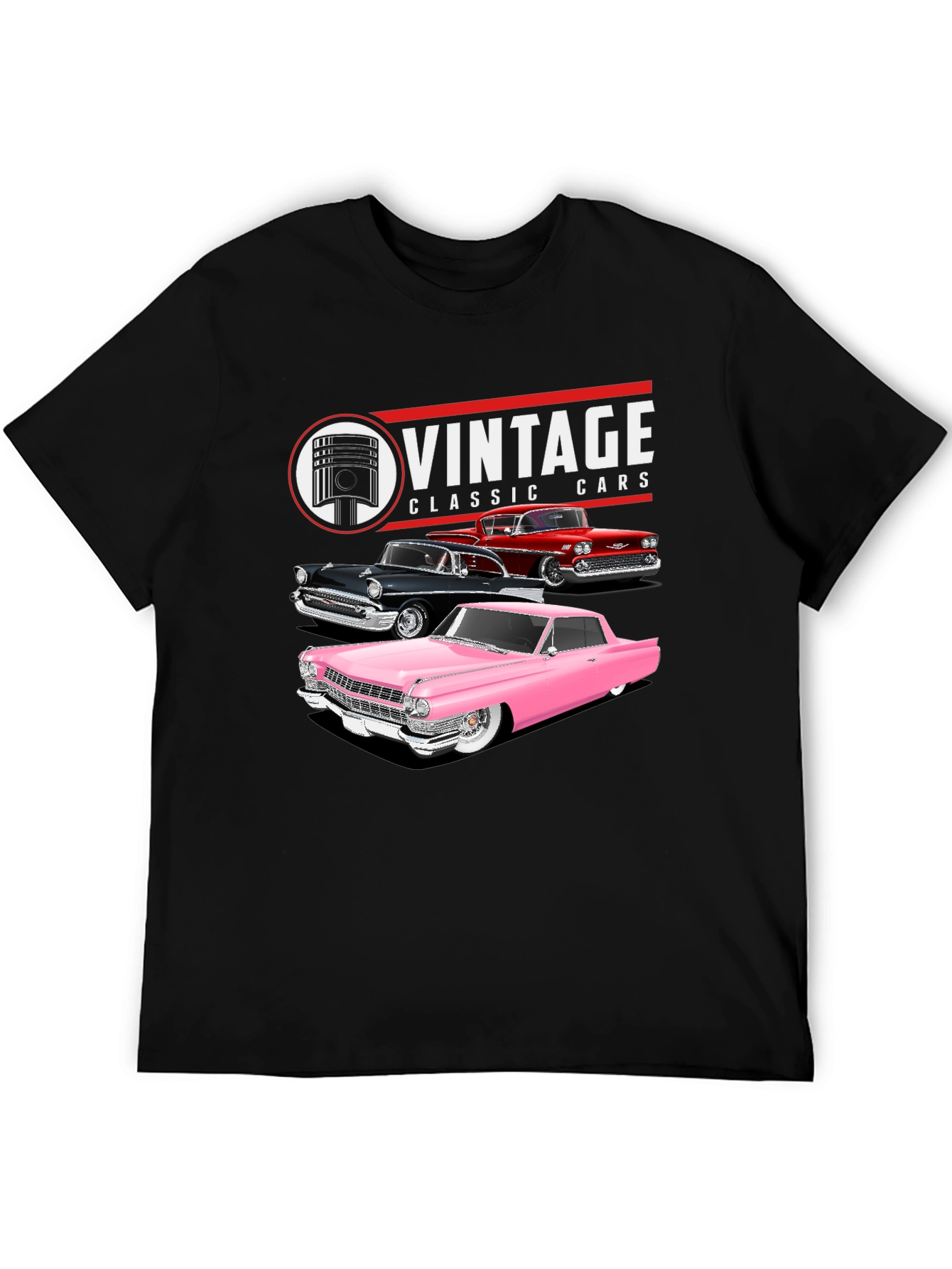Black Vintage Classic Cars Graphic Tee view 5