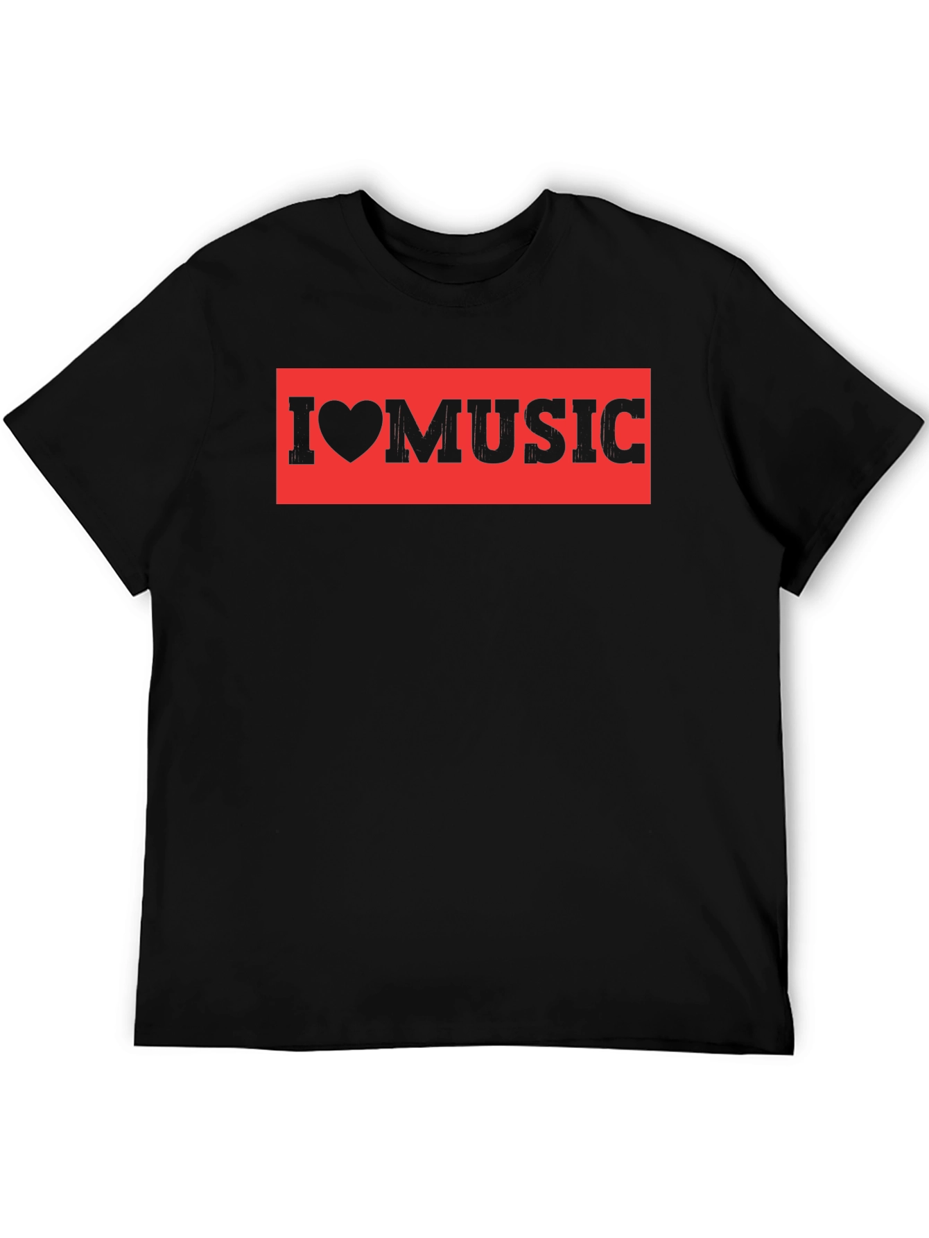Black I Love Music Black T-Shirt view 5
