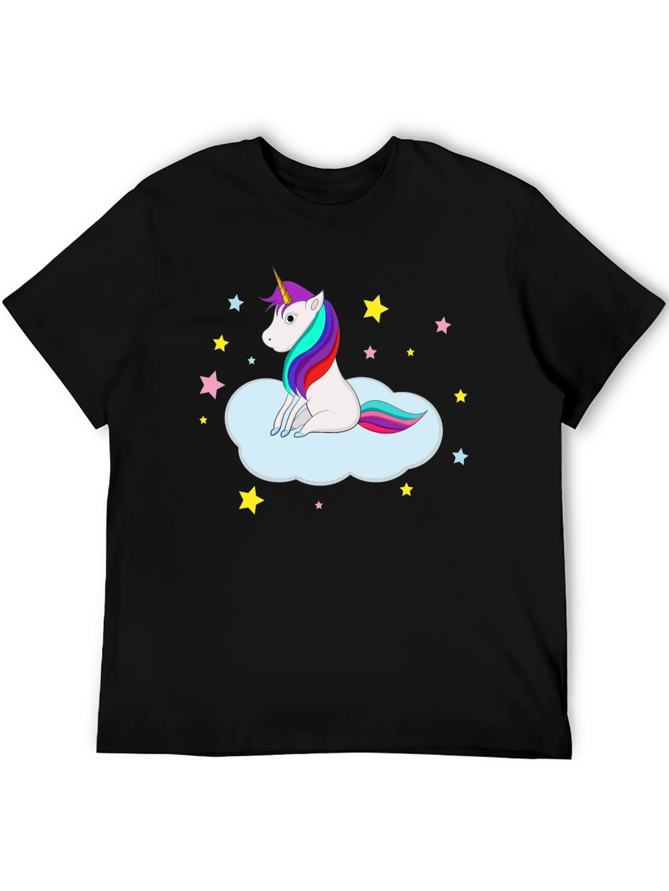 Black Unicorn Cloud Tee - Fun Graphic Print Shirt view 5