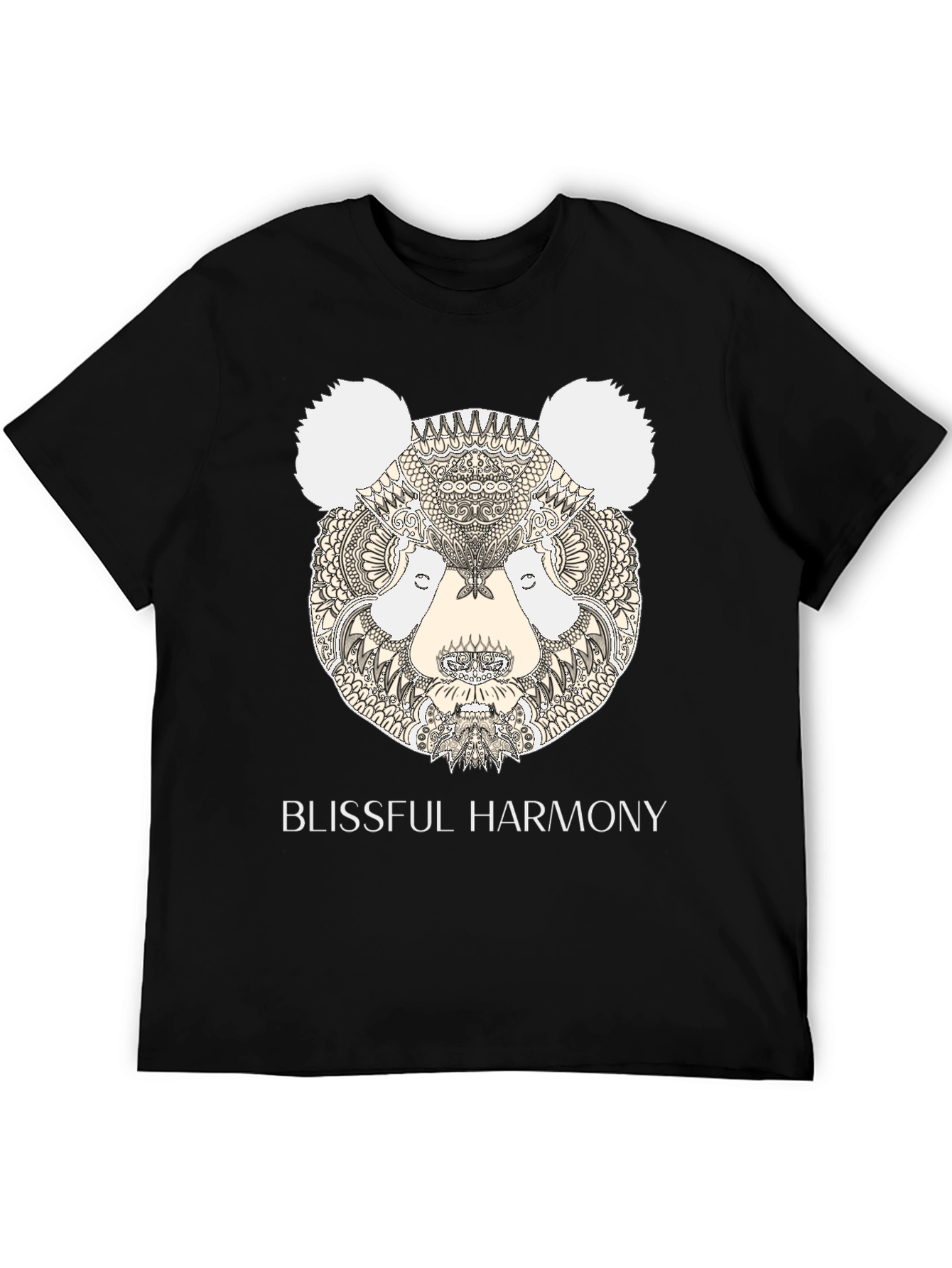 Black Blissful Harmony Panda Graphic Tee - Men's Black T-Shirt view 5