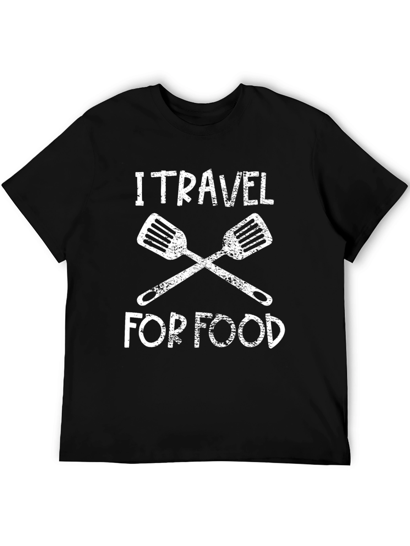 Black I Travel For Food T-Shirt - Funny Foodie Tee view 5