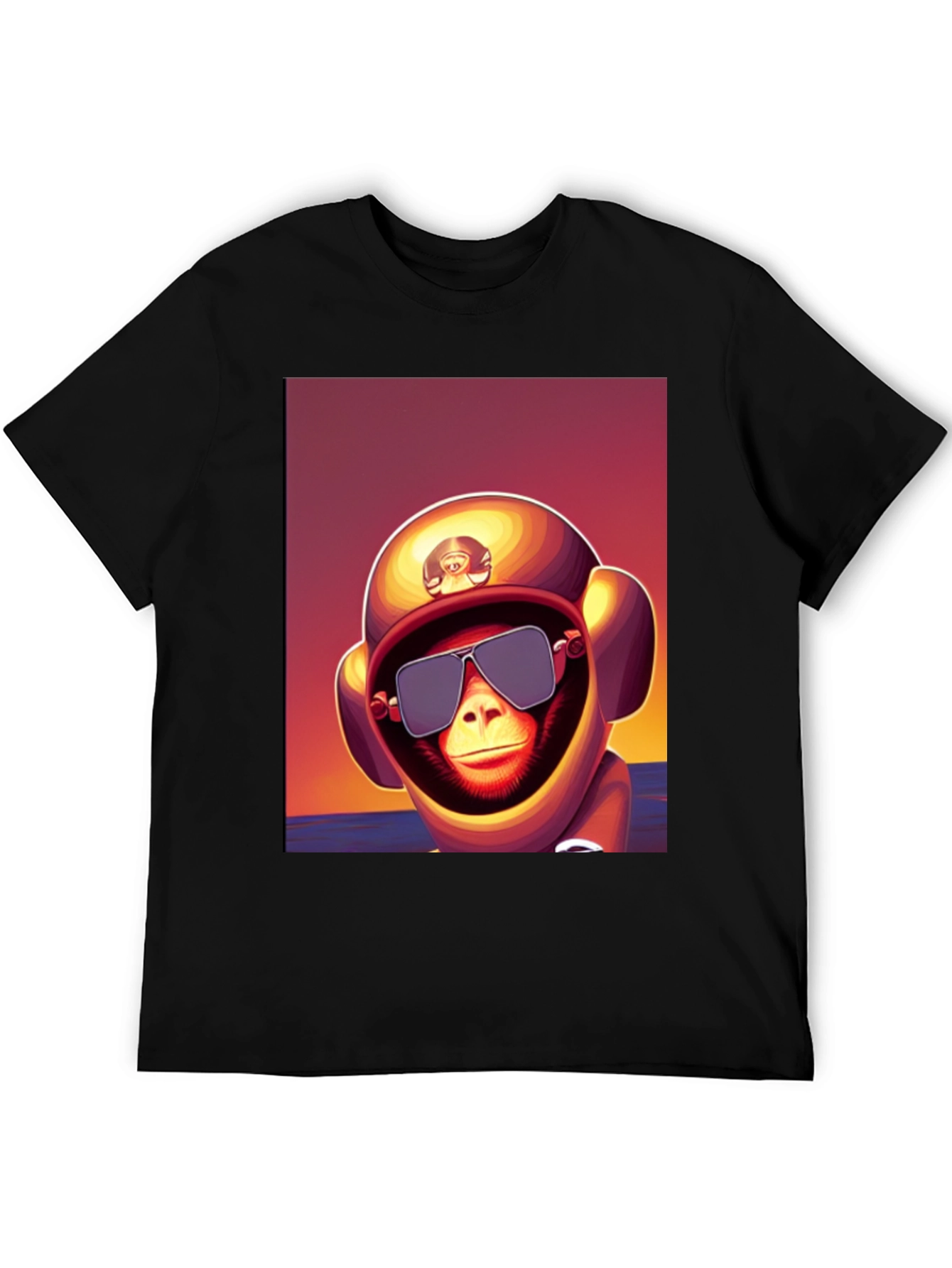 Black Monkey Astronaut T-Shirt - Retro Style Graphic Tee view 5