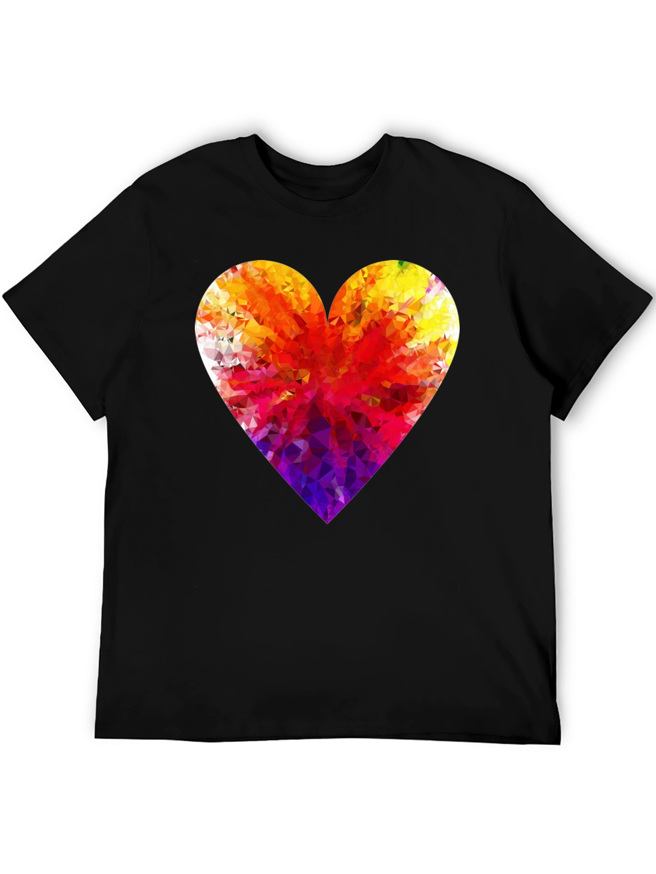 Black Geometric Heart Graphic Tee - Modern Black T-Shirt view 5