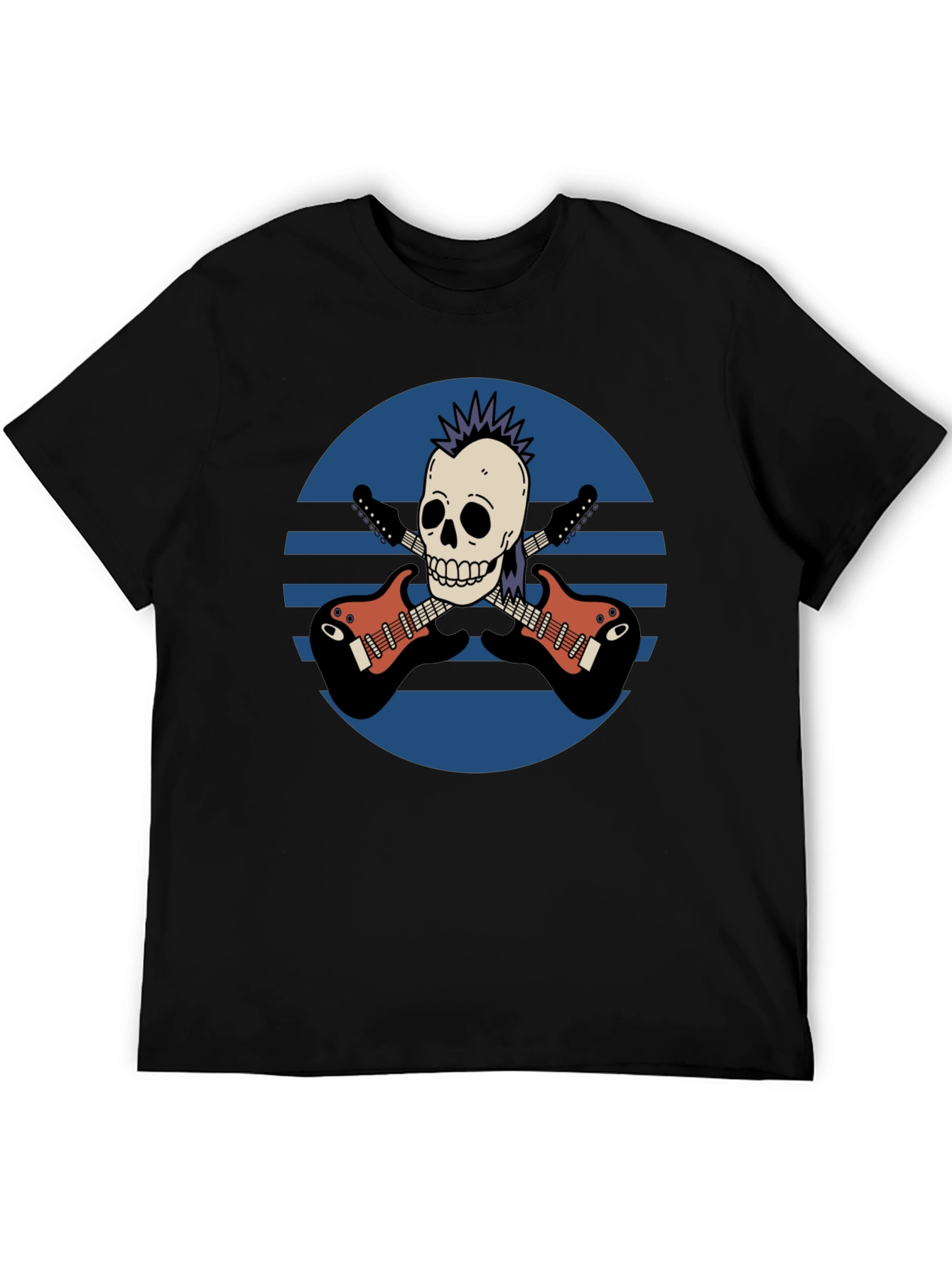 Black Skull & Guitar T-Shirt - Rocker Style view 5