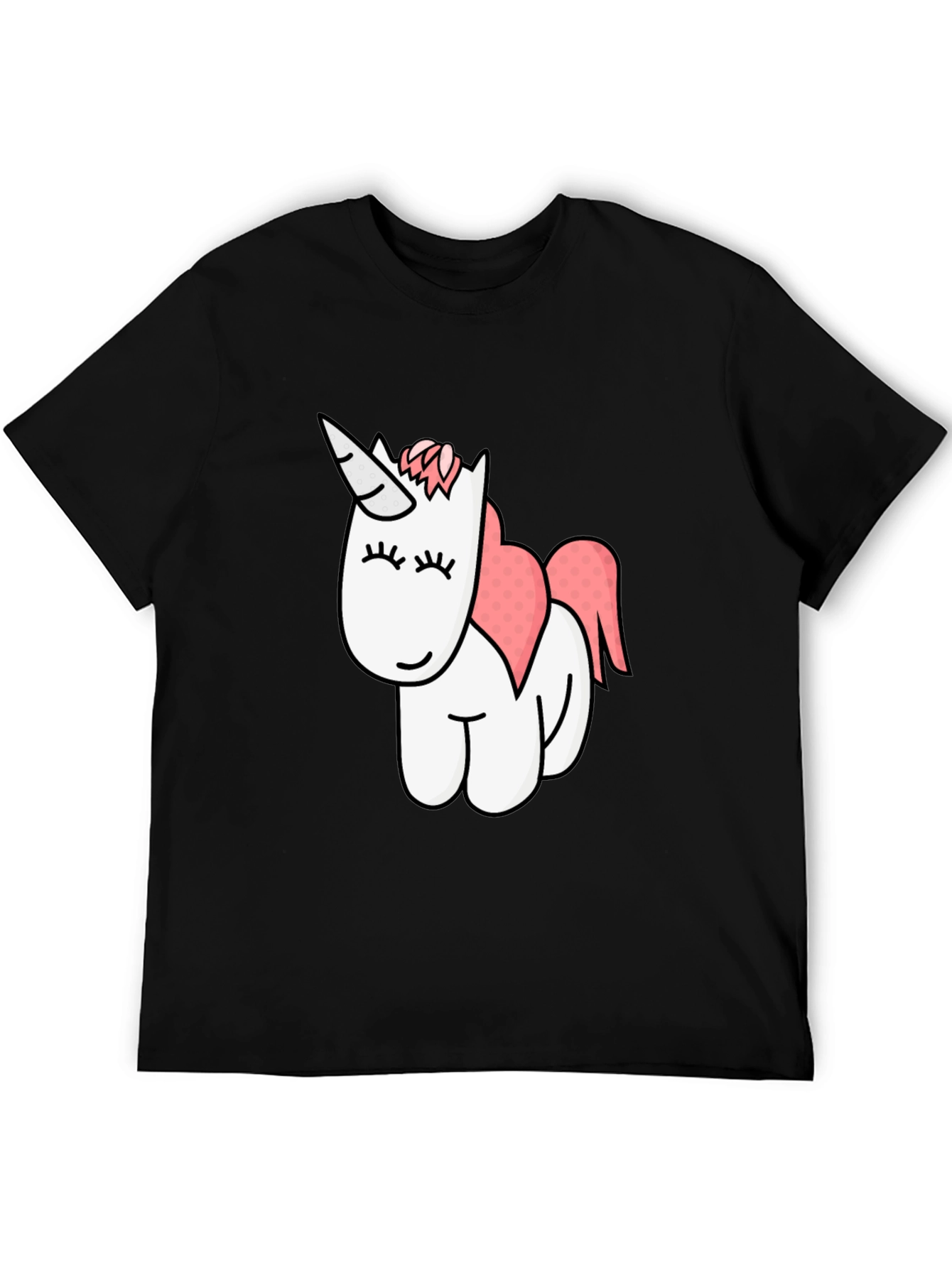 Black Cute Unicorn Graphic Black T-Shirt view 5