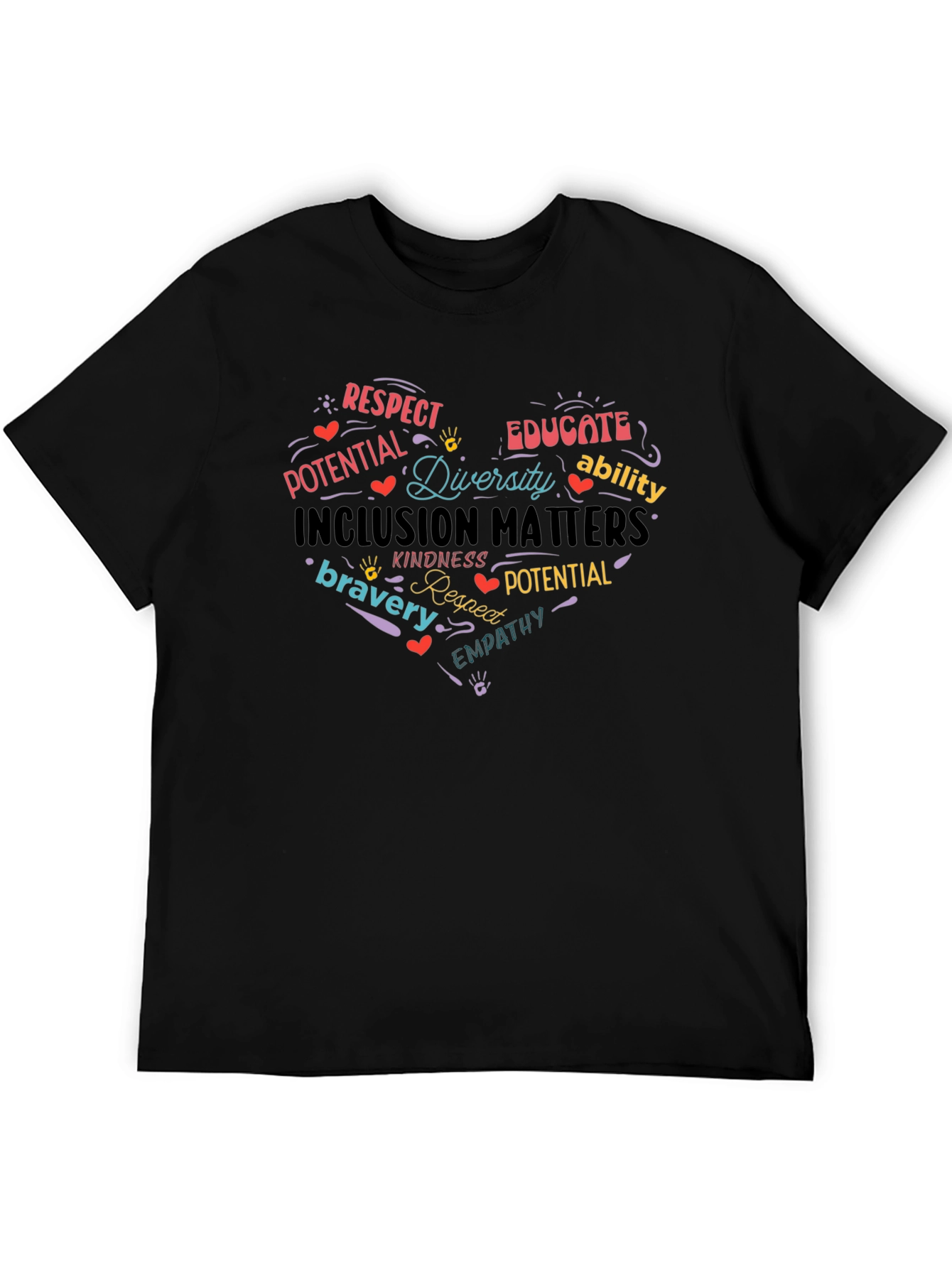 Black Inclusion Matters Heart T-Shirt - Respect, Diversity, Empathy view 5