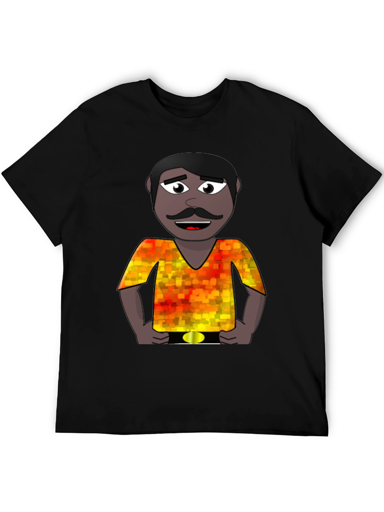 Black Cartoon Man Graphic Print T-Shirt view 5