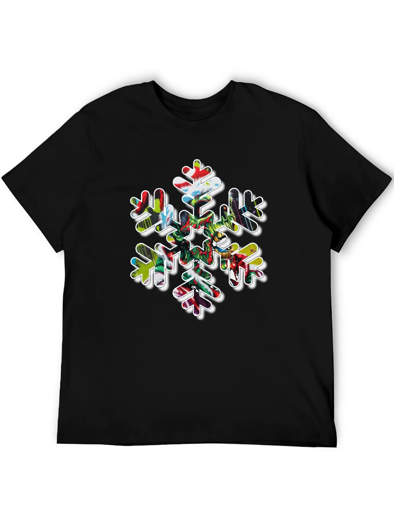 Black Festive Snowflake Graphic Tee view 5