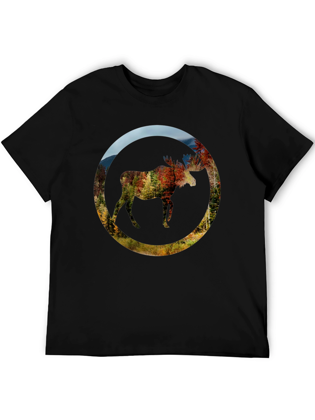 Black Nature Moose Graphic Black T-Shirt view 5