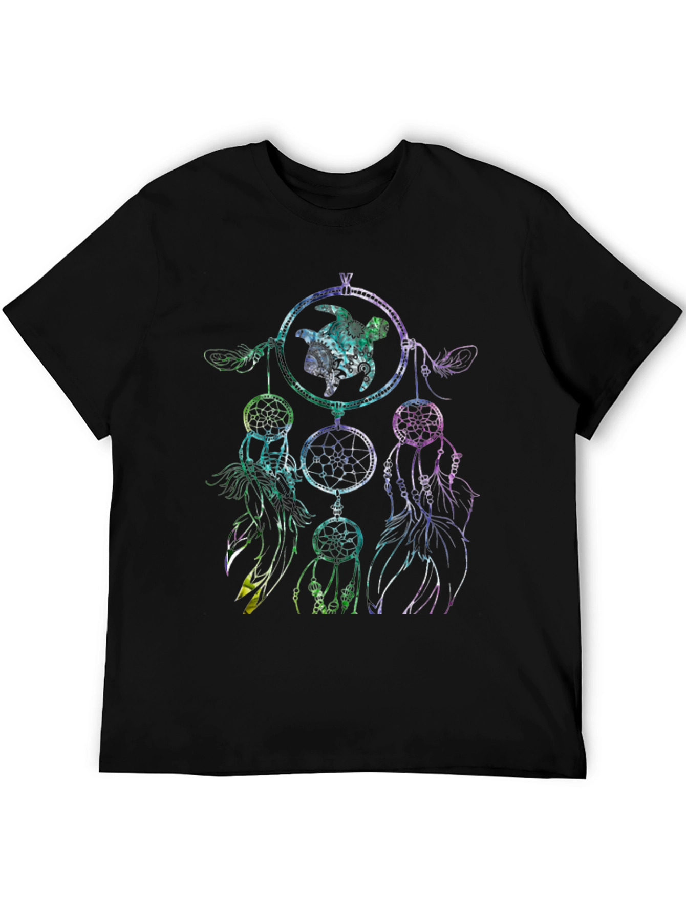 Black Dreamcatcher Turtle Graphic Tee - Black view 5
