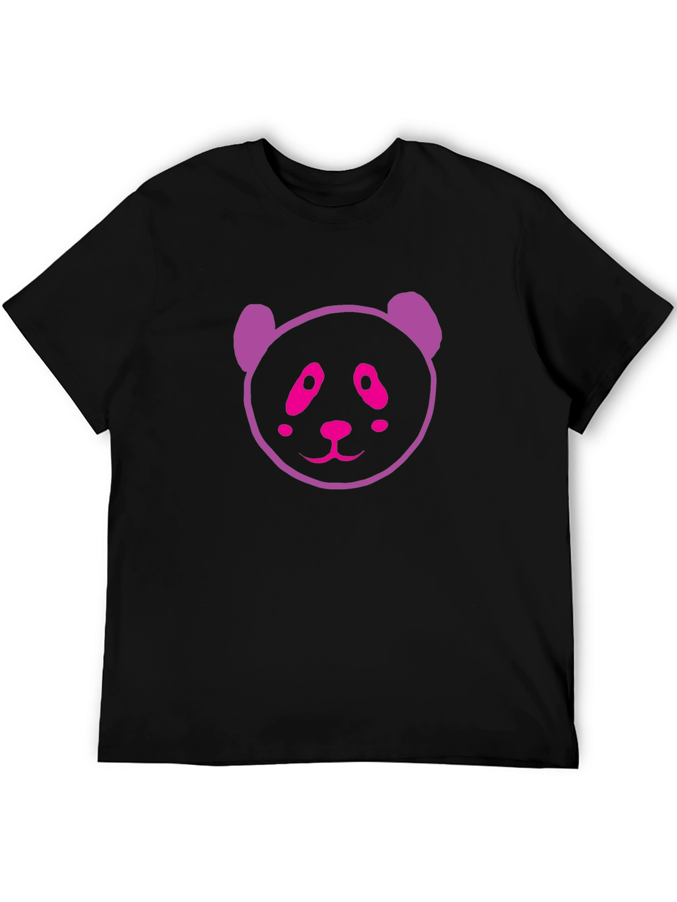 Black Cute Panda Graphic Black T-Shirt view 5