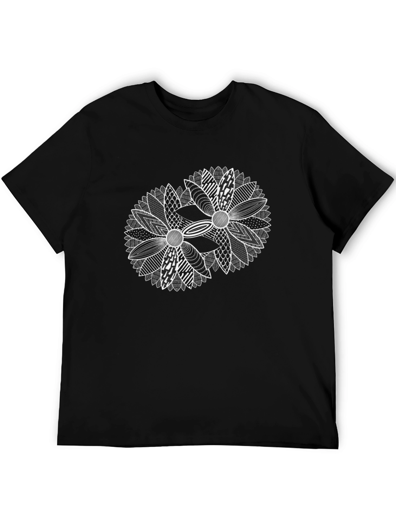 Black Modern Floral Graphic Tee - Black view 5