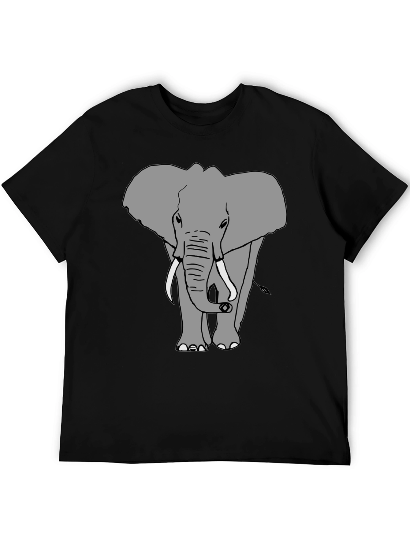 Black Elephant Graphic Print Crew Neck Tee - Black view 5
