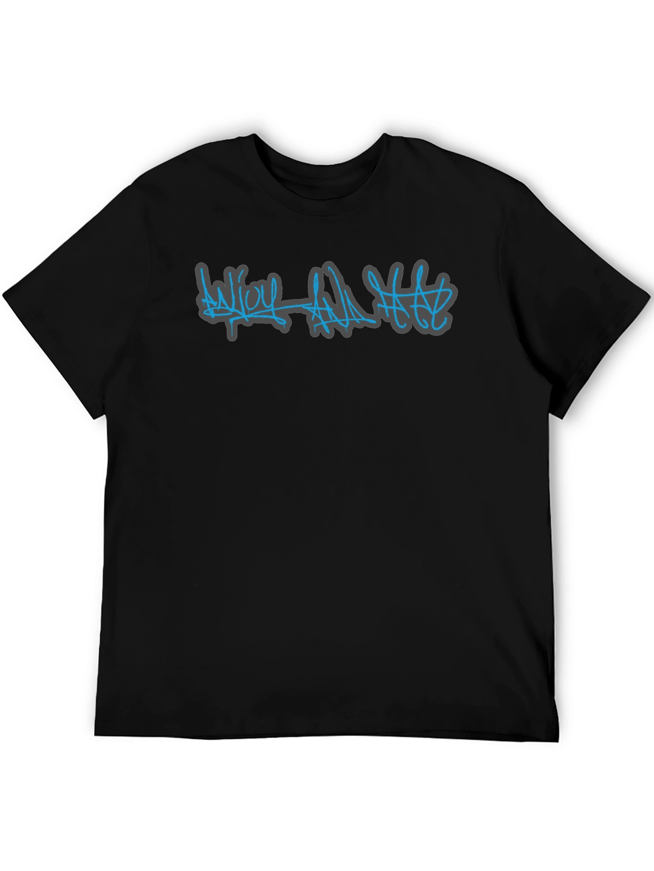 Black Edgy Graphic Tee - "Enjoy All Hats" Black Crew Neck Shirt view 5