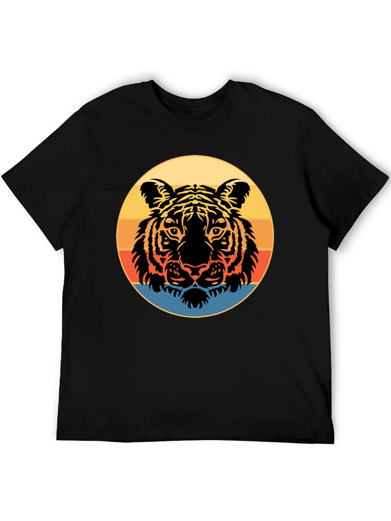 Black Retro Tiger Graphic Tee - Stylish Men's Black T-Shirt view 5