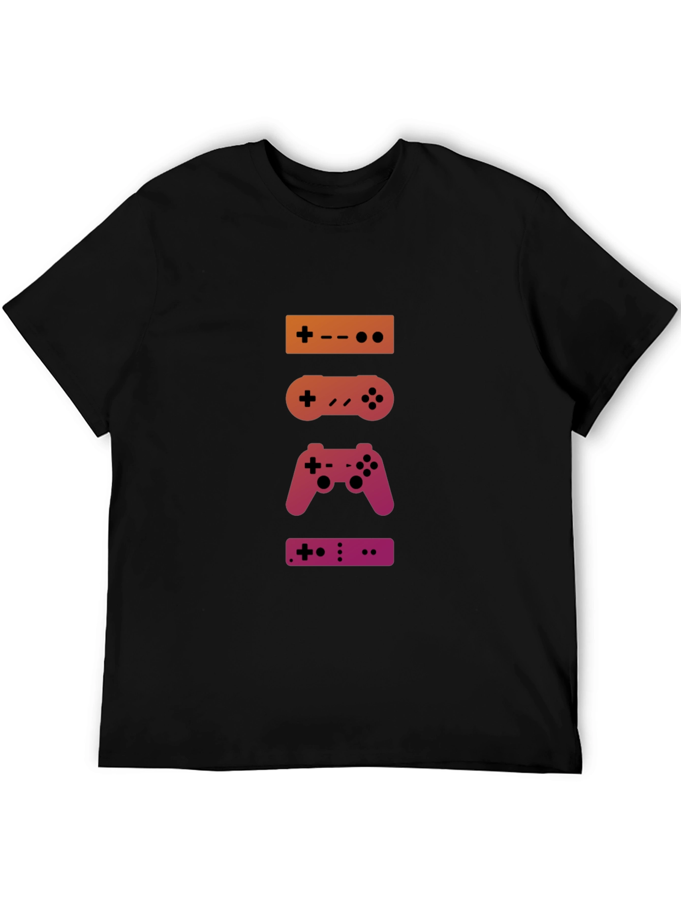 Black Retro Gaming Controller Stack T-Shirt view 5