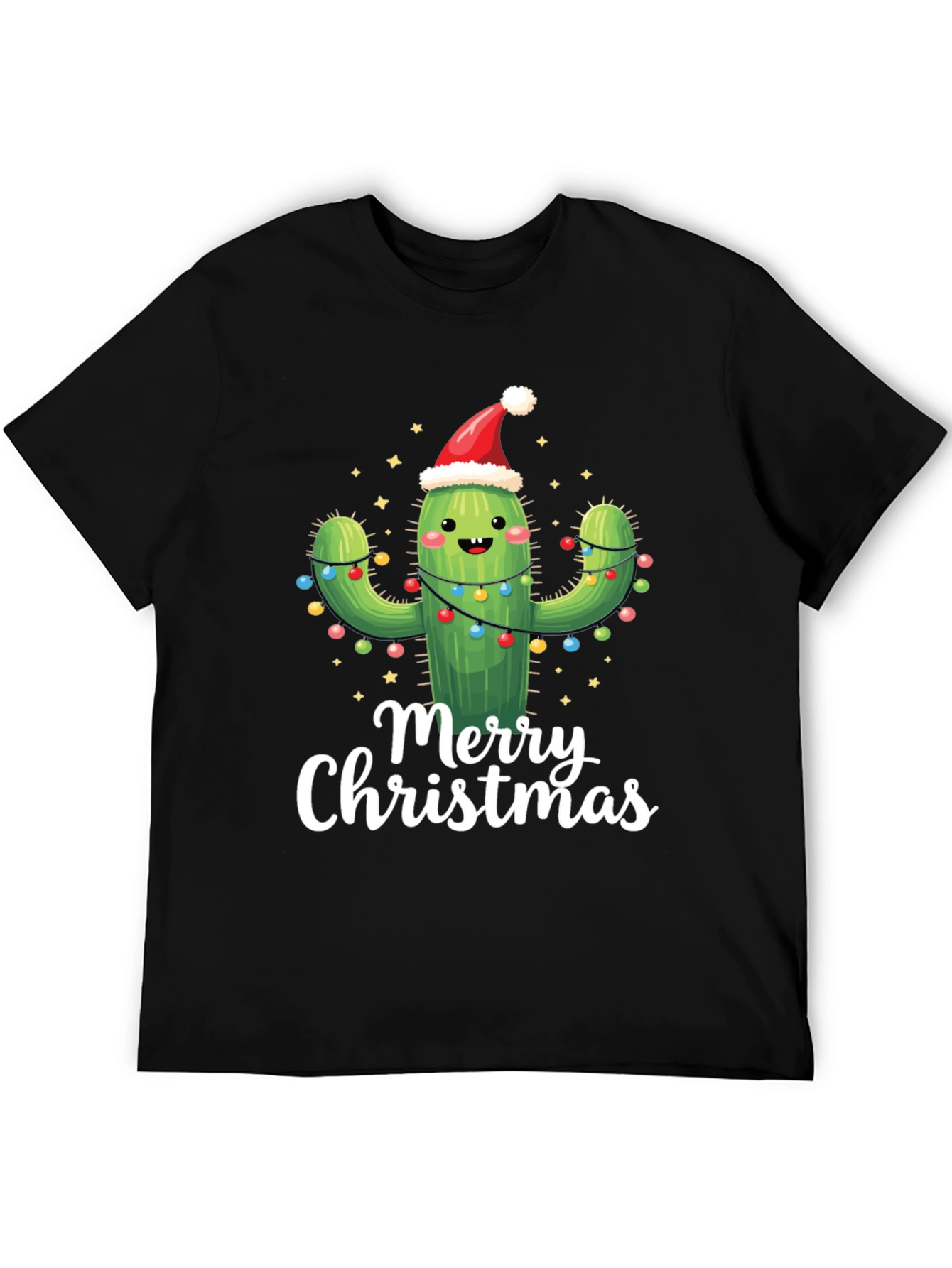 Black Merry Christmas Cactus T-Shirt view 5