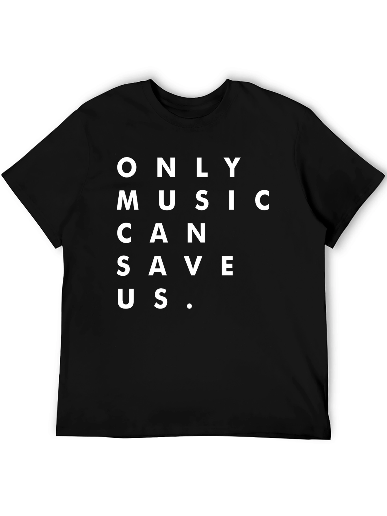 Black Only Music Can Save Us T-Shirt - Black Cotton Tee view 5