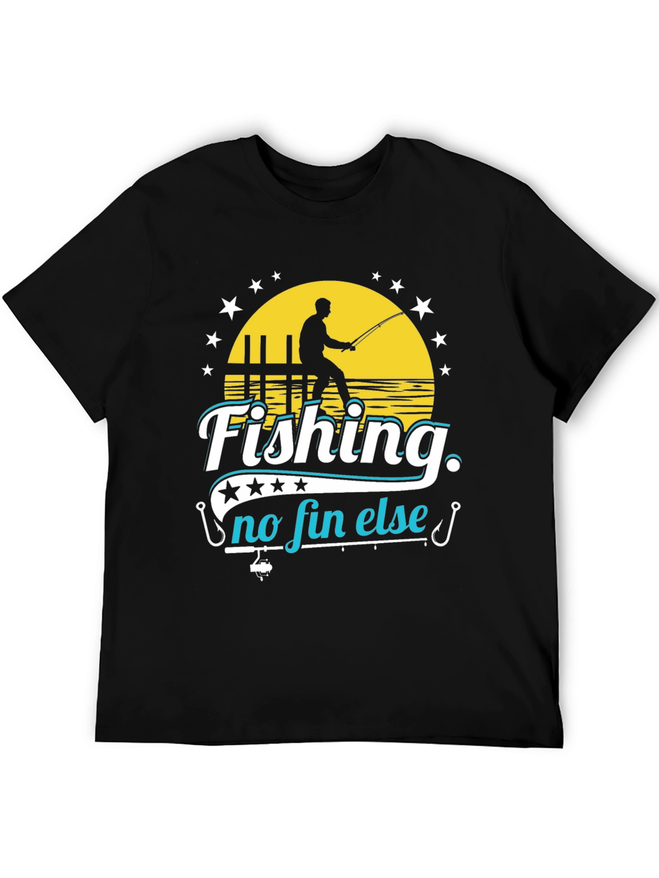 Black Fishing No Fin Else Black T-Shirt view 5