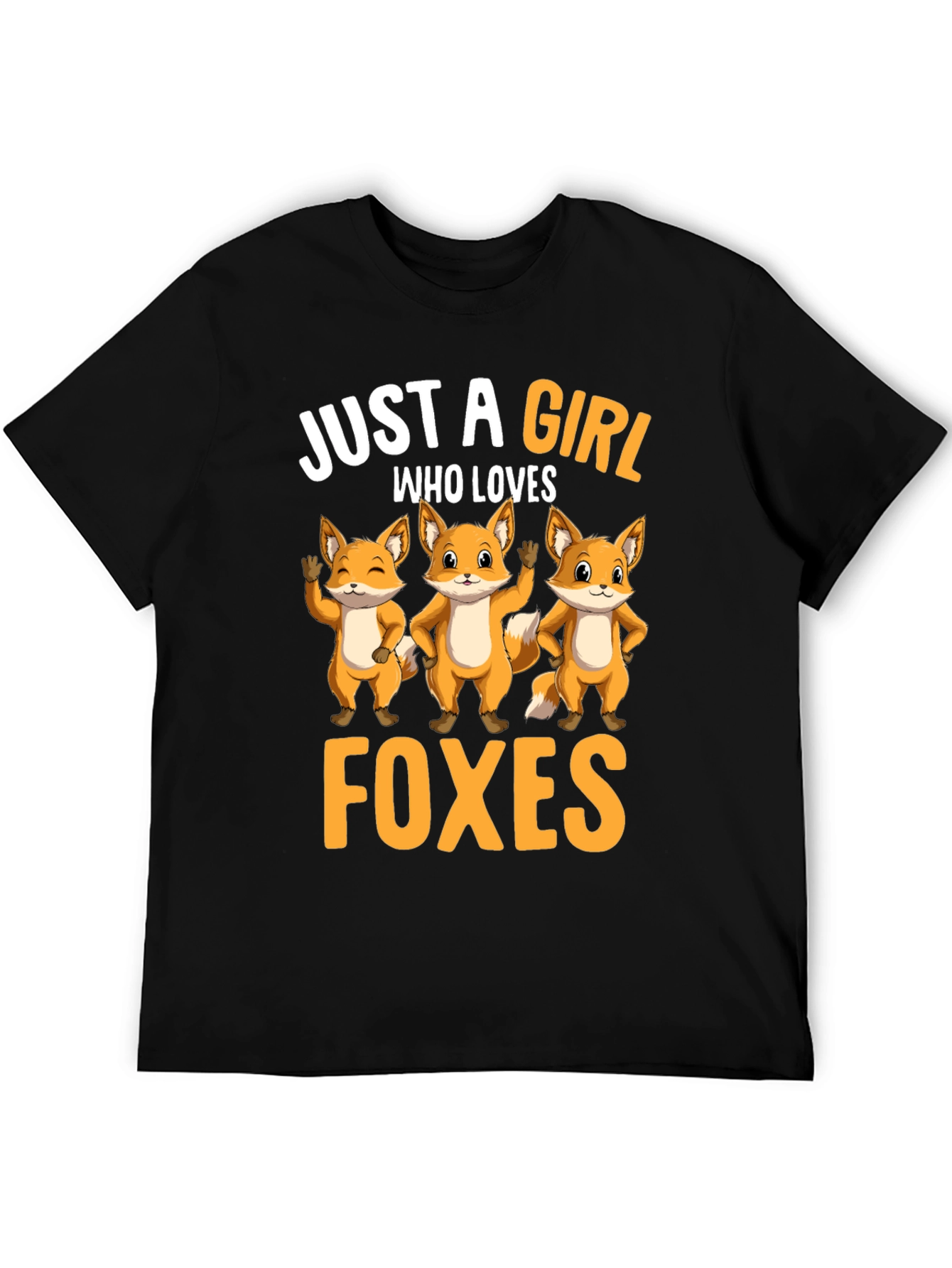 Black Just A Girl Who Loves Foxes T-Shirt view 5