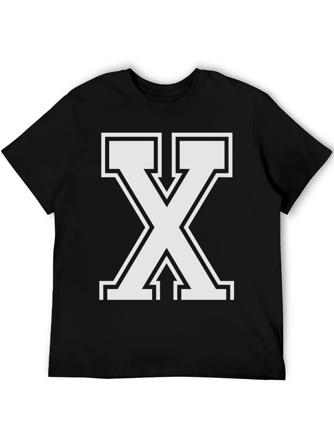 Black Bold Letter X Graphic Tee - Black Cotton Blend view 5